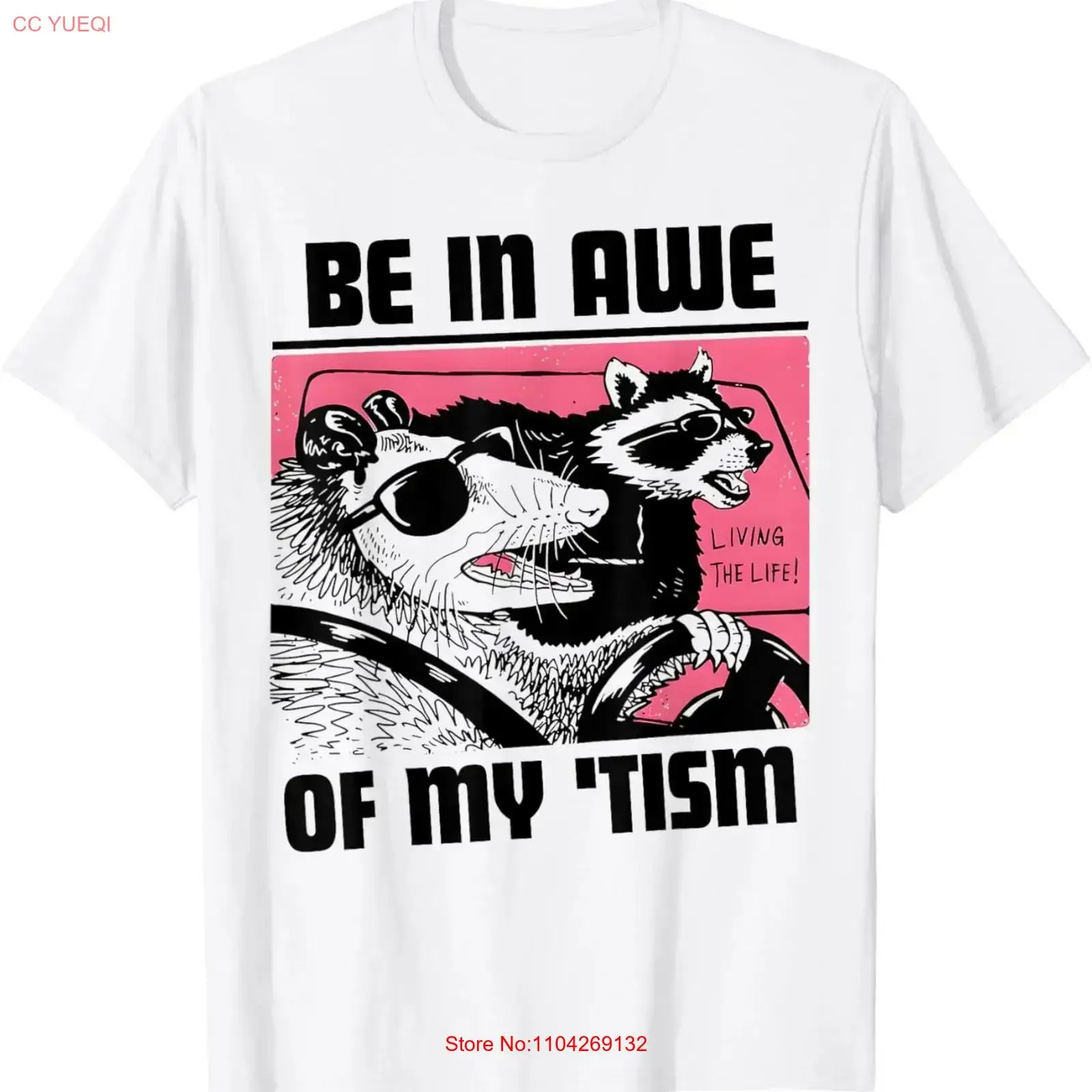 Be in Awe of My 'Tism Retro Autism Awareness Cool Racoon T Shirt vintage Washed Top For Everyday Wear Comfortable Soft homme
