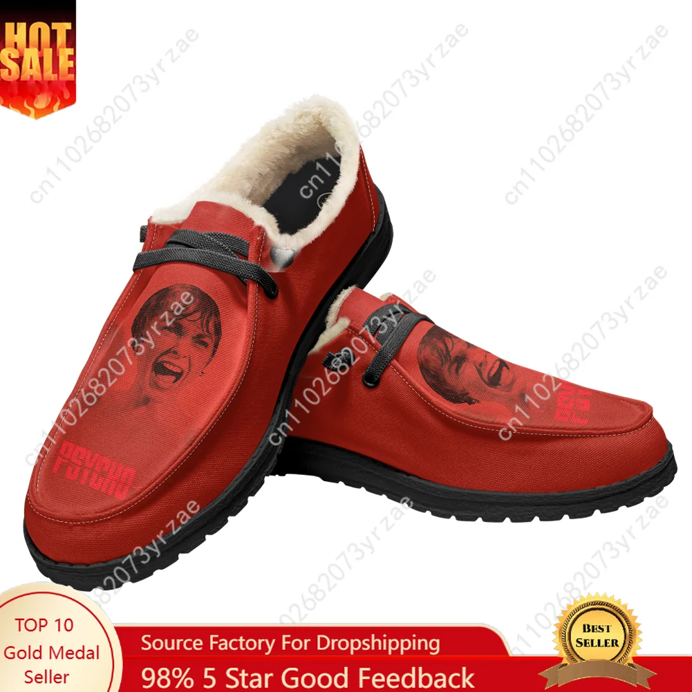 

Psycho Velvet Flat Shoes Mens Womens Warm Shoe Indoor Outdoor Light Shoe Personalized Fashion Print Custom Made Couple Shoes