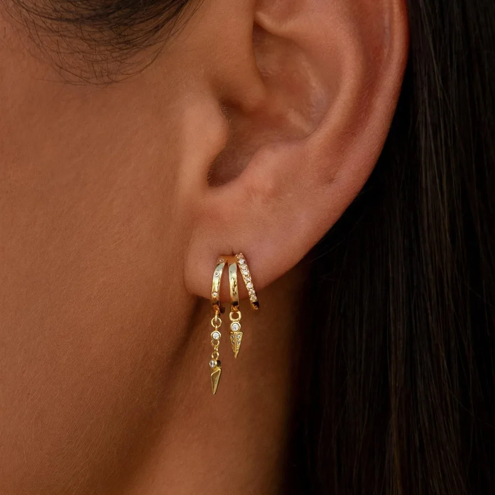 Fashion Personality Micro-inlay Zircon Irregular Rivets Tassels Claw-shaped Stud Earrings for Women Stainless Steel Jewelry Gift