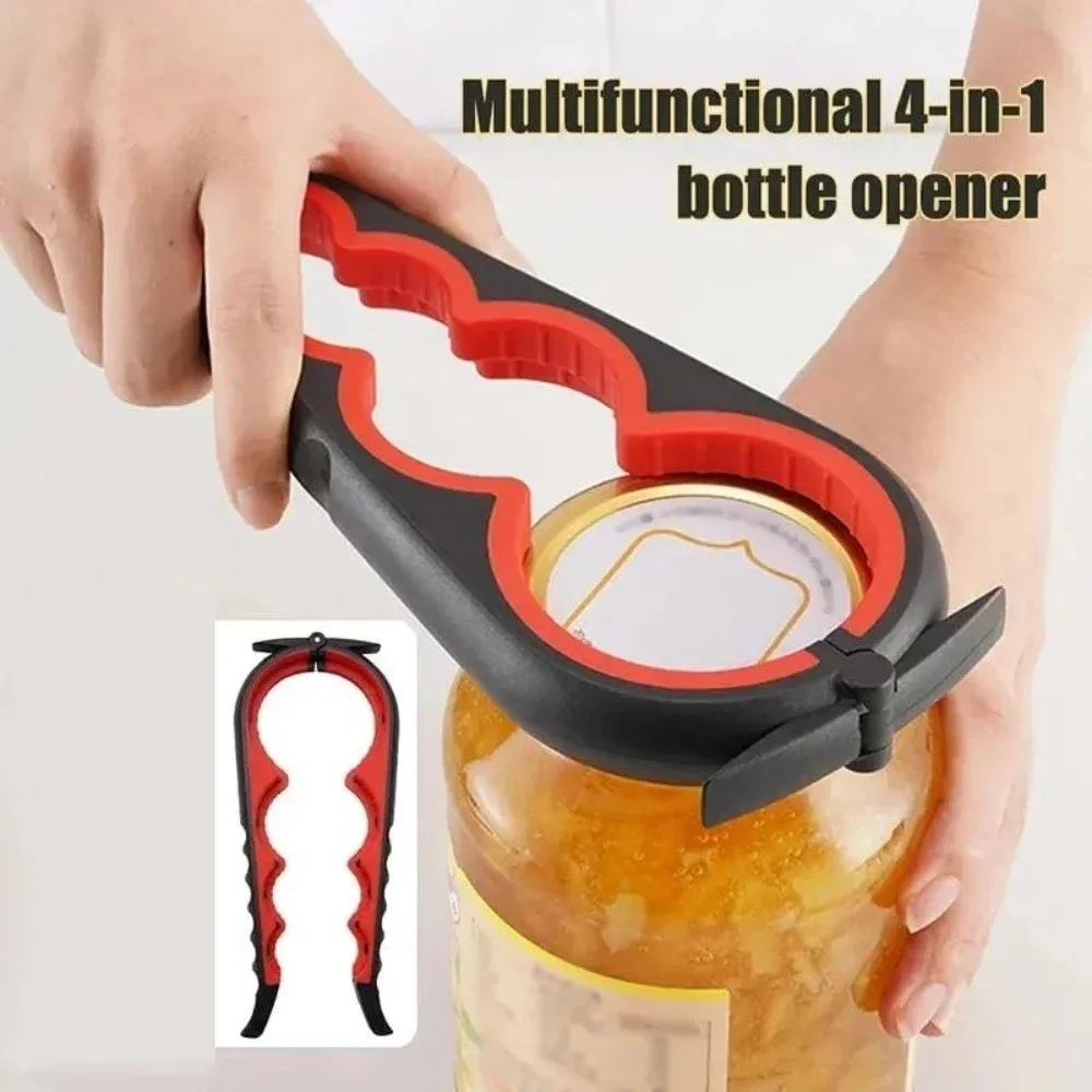 Can Opener Multi Functional Four In One Beverage Bottle Opener Cap Twister Four Position Can Opener Anti Slip Cap Twister