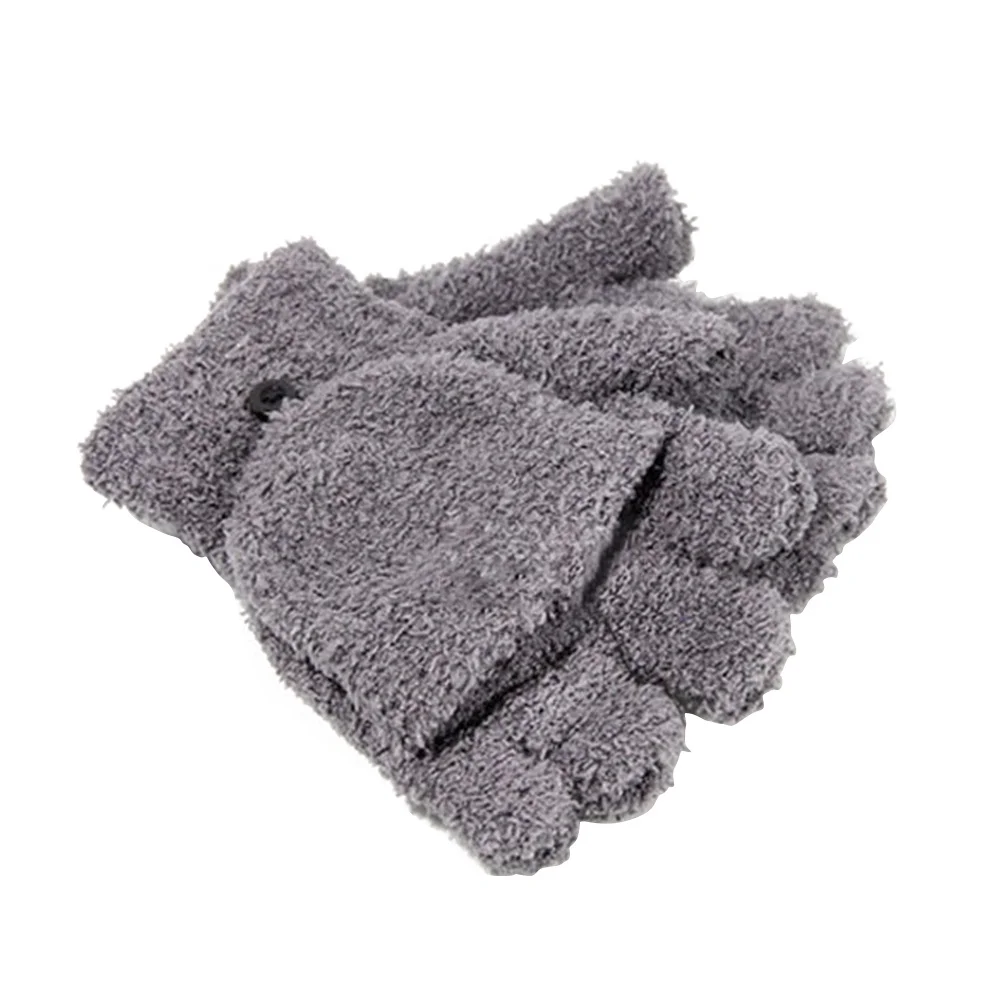 Guantes de invierno de medio dedo, guantes cortos gruesos y cálidos grises, calentadores de manos, cómodos, suaves y elegantes, regalo de Navidad para niños y niñas