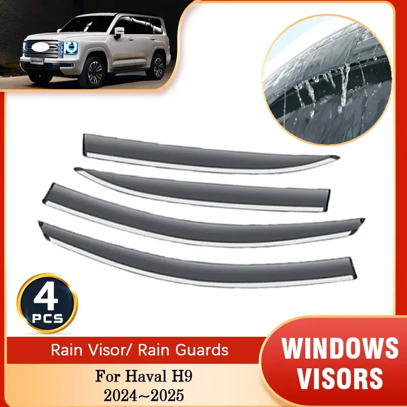 

For Haval H9 MK2 2024 2025 Rain Guard Wind Deflectors Visors Awning Cover Trim Side Window Sunshade Shield Vent Guard Accessoris