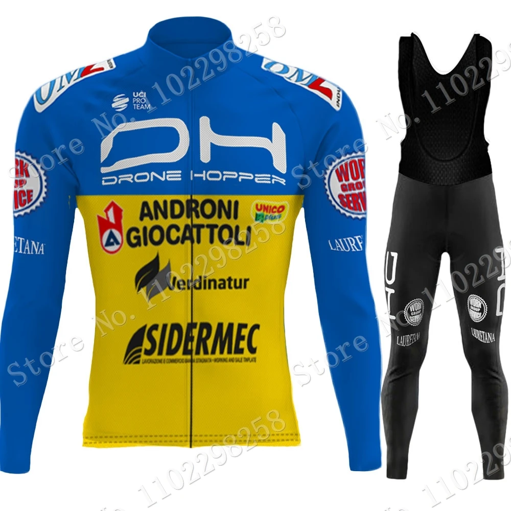 Cycling Jersey ANDRONI GIOCATTOLI Ukraine Team 2024 Set Mens Winter Long Sleeve Clothing Suit MTB Bike Road Pants Bib Ropa