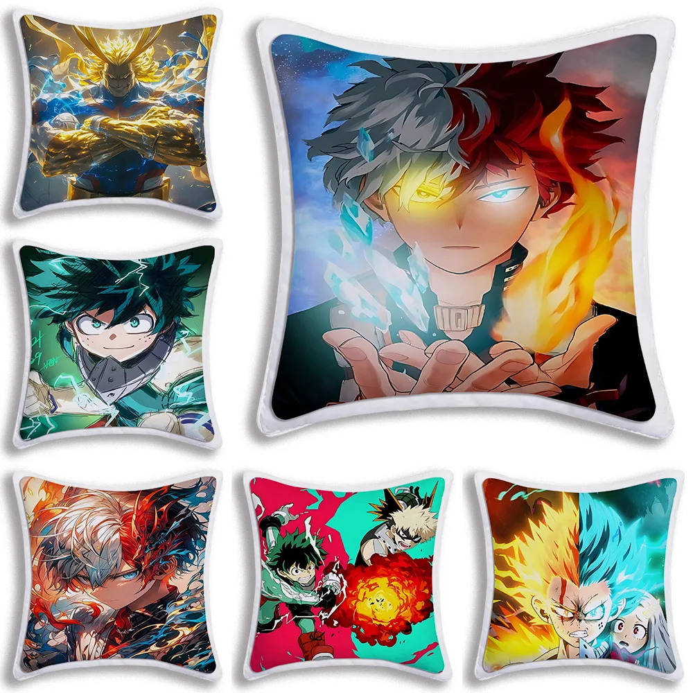 

Japanese HOT Anime My Hero Academia Pillow Covers Cartoon Sofa Decorative Home Double-sided Printing Short Plush Cushion Cover