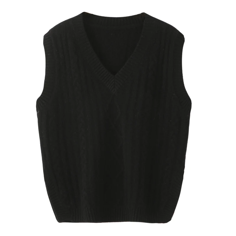 Women's Wool Vest Sweater V-neck Waistcoat Autumn Winter Vintage Sleeveless Pullover 100% Merino Wool Knitwear Cashmere Tops