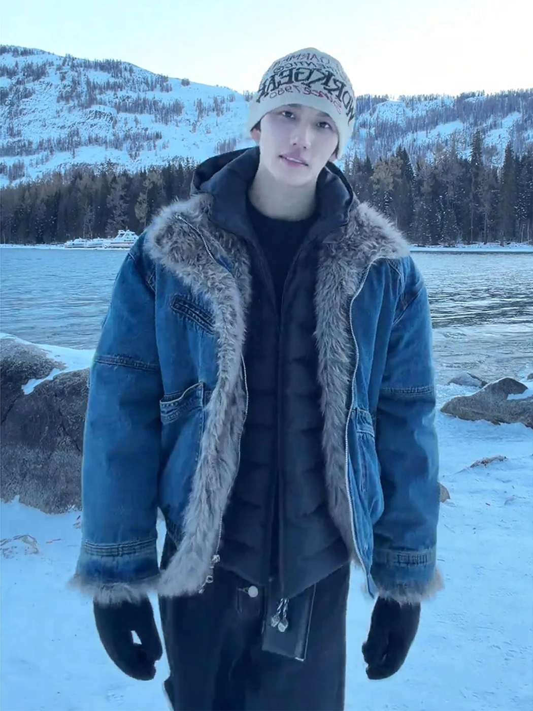 

Мужская джинсовая куртка Cleanfit из хлопка, зимняя, утепленная, с меховым воротником, вышивкой орла, хлопковое пальто, верхняя одежда