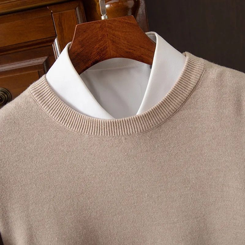 Men\'s Mink Cashmere Sweater O-Neck Pullovers Knit Large Size Mink Sweater Winter New Tops Long Sleeve High-End Jumpers