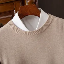 Suéter de cachemira de visón para hombre, jerseys de cuello redondo, Jersey de punto de gran tamaño, Tops de manga larga, jerséis de gama alta, invierno, nuevo