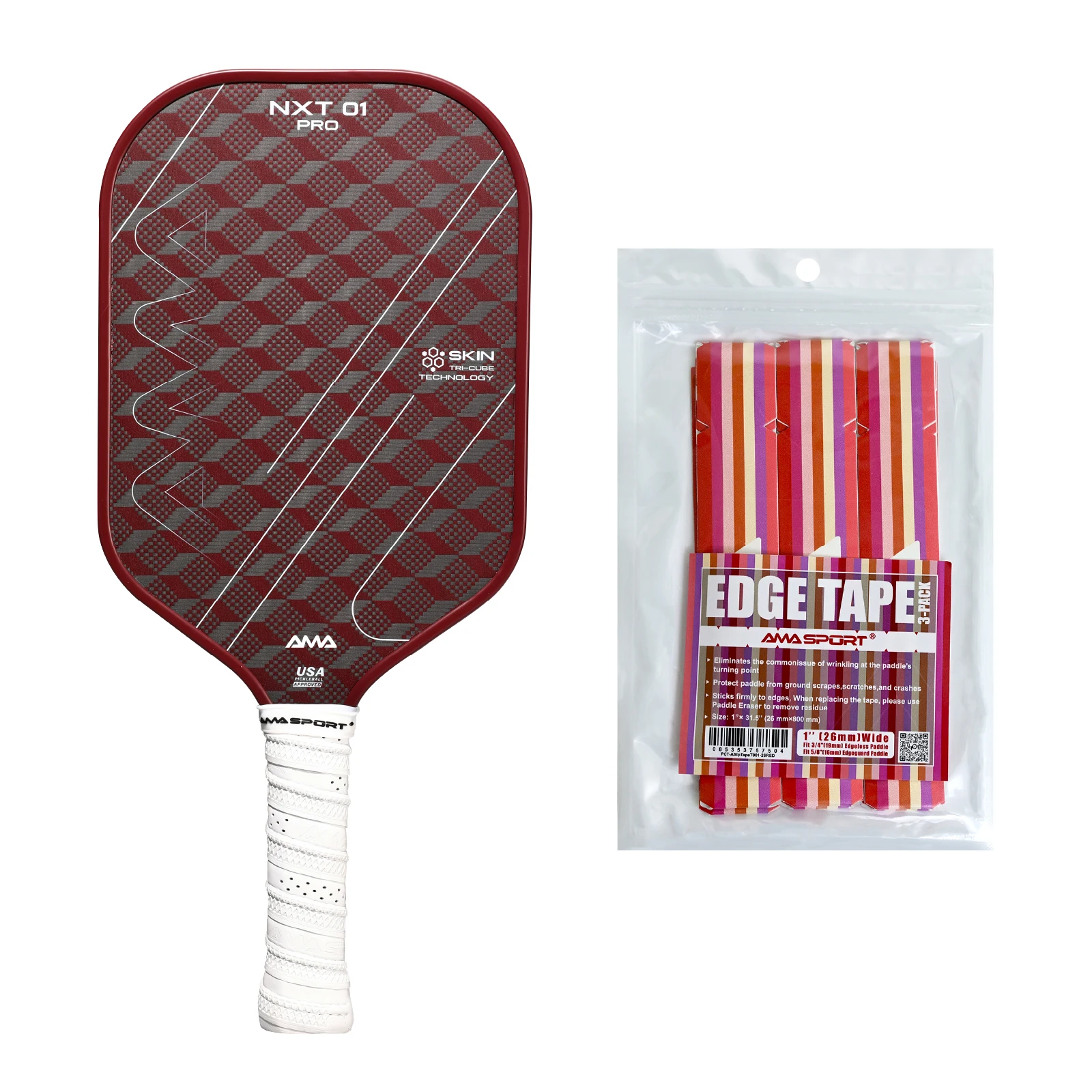 AMASPORT Pickleball Paddle 3K T700 Carbon Fiber and Kevlar with Peel Ply Texture 3D Pattern,16MM Power PP Core Pickleball Racket
