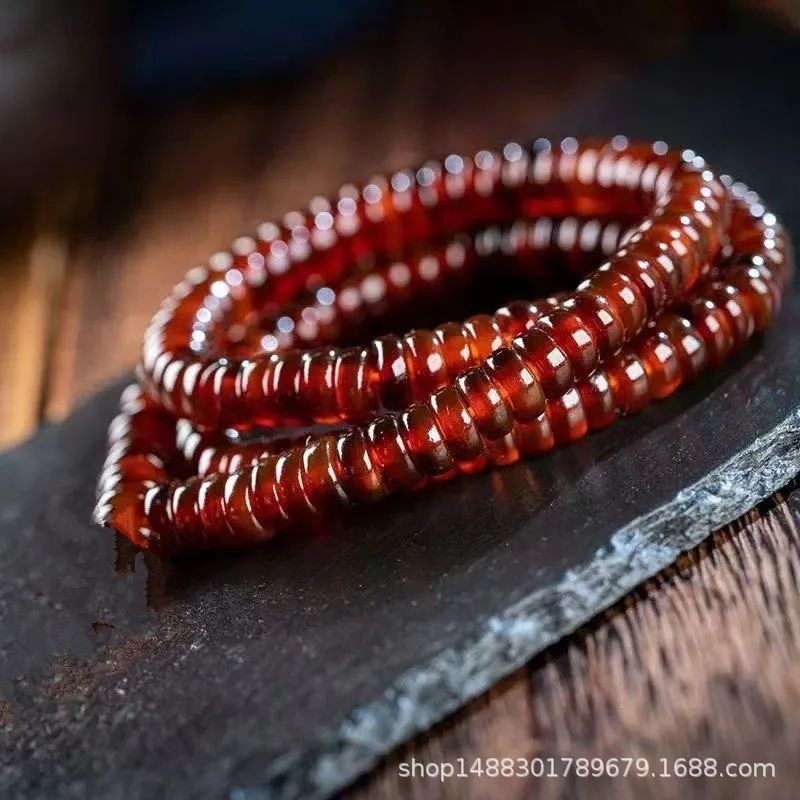 Mountain Turtle Shell Bead Bracelet 108 Beads Buddhist Prayer Beads Long Chain