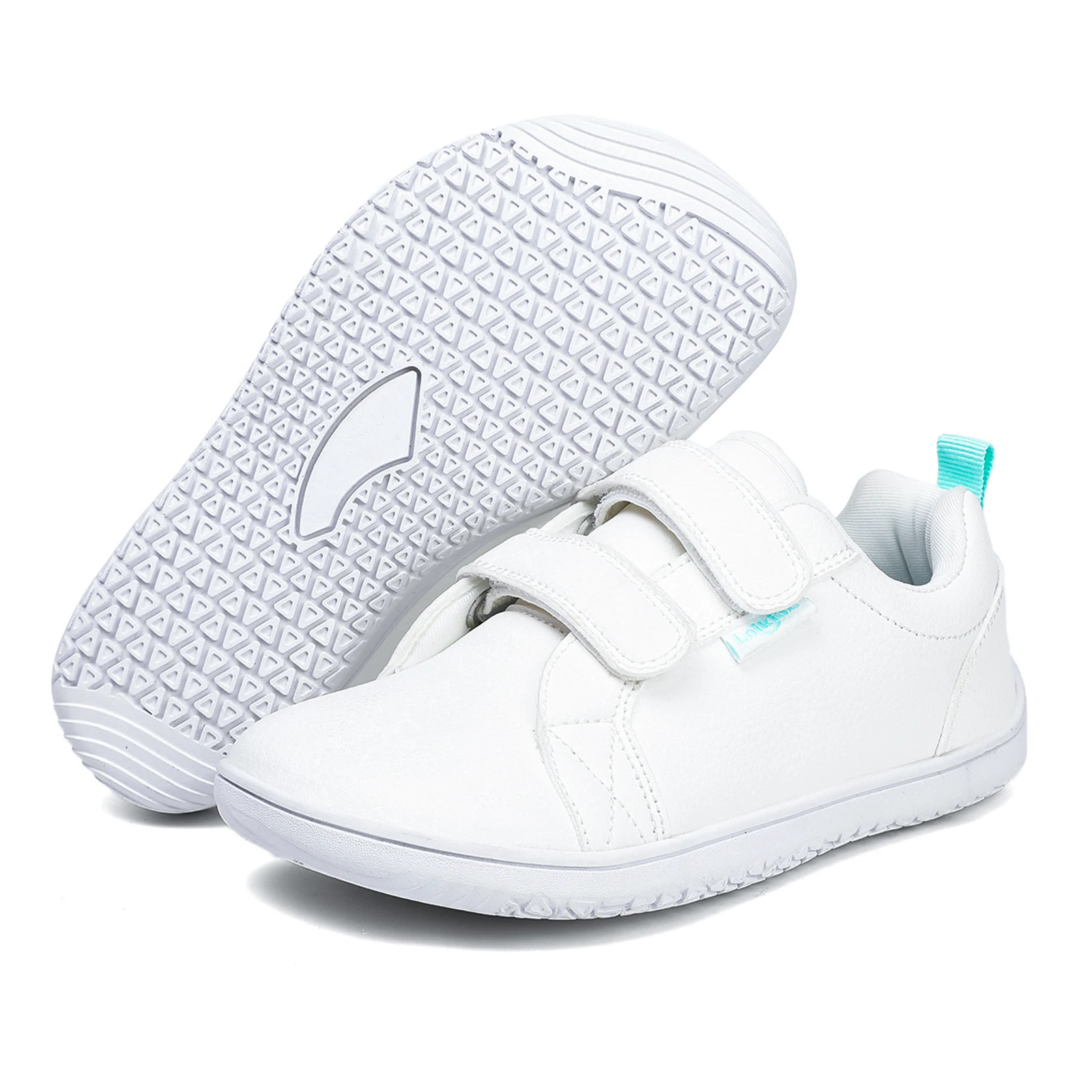 أحذية أطفال حافي القدمين للأولاد والبنات بمقدمة واسعة وبسيطة، أحذية رياضية خفيفة الوزن بحلقة خطافية من الجلد الصناعي للمشي