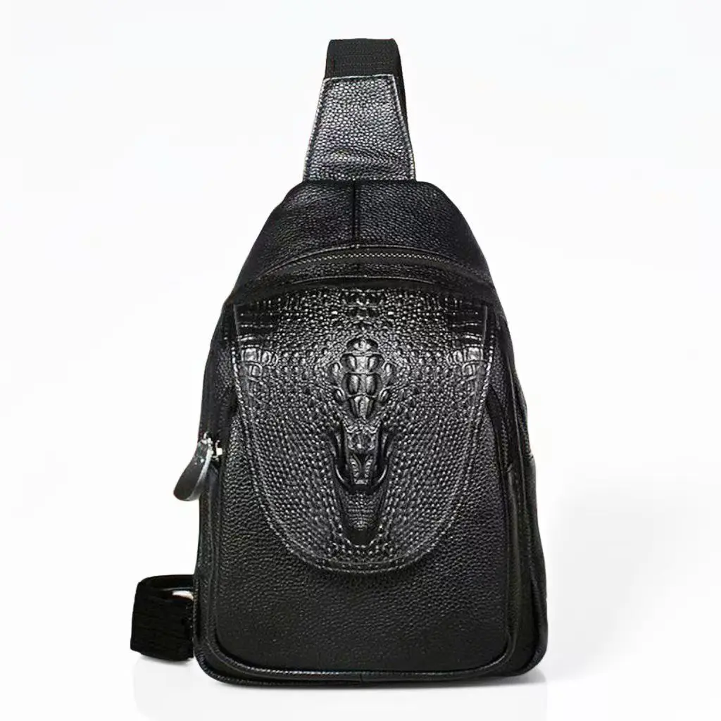 2026 New Fashion Cow Genuine Leather Men Waist Packs Male Casual Chest Pack Alligator Boy Brand Design Chest Shoulder Package