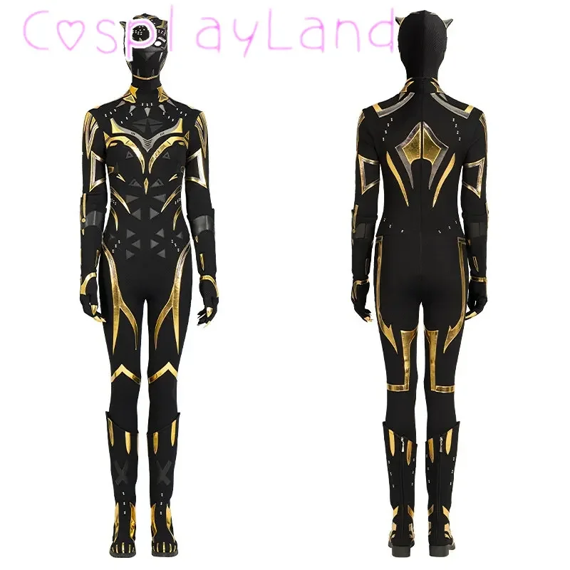 

Wakanda Forever Shuri Cosplay Costume Female Panther Performance Battle Outfit with Helmet Black Jumpsuit Sexy Bodysuit