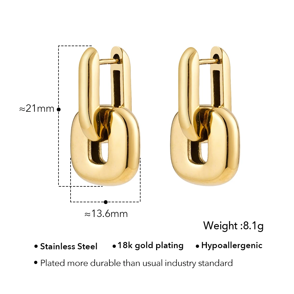 ENFASHION Aretes De Mujer U Shape Earrings For Women's Stainless Steel 18K Gold Plated Fashion Dailywear Jewelry E251742