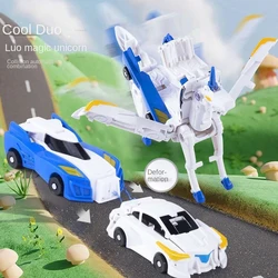 2 in 1 Transformation Car Model Deformed Unicorn Model Cartoon Action Figure Vehicle Transforming Toy Boy Kid Gift Christmas