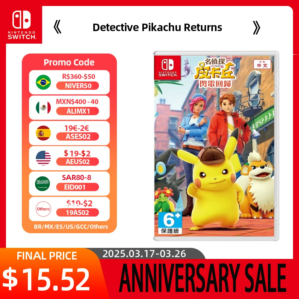 Detective Pikachu Returns - Nintendo Switch Game Cartridge Physical Card Adventure for Switch OLED Lite