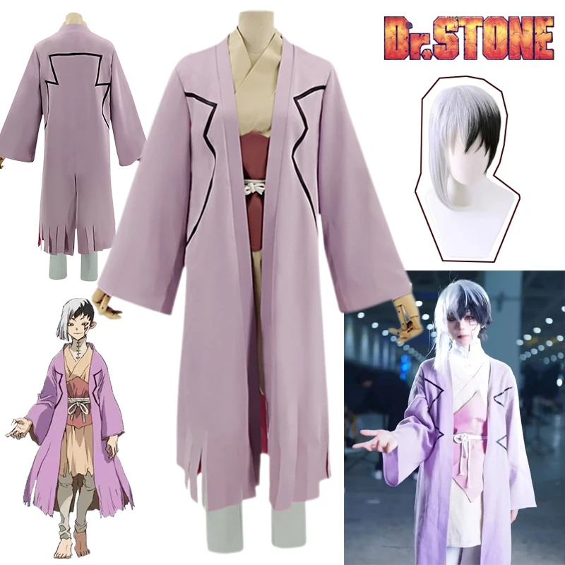 

Dr.STONE Anime Asagiri Gen Cosplay Costume Fancy Kimono Outfits Wig Full Set Women Halloween Role Play Prop disfraz In Stock