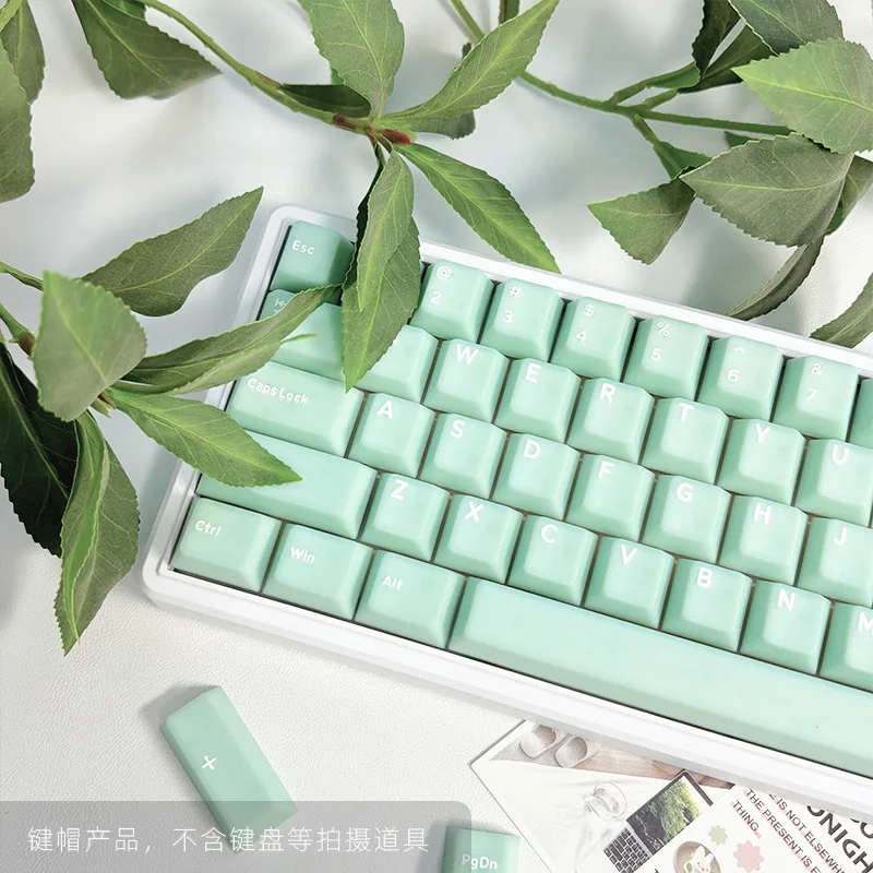 

White marble keycap green original height 128 keys two-color ABS small full set of mechanical keyboard
