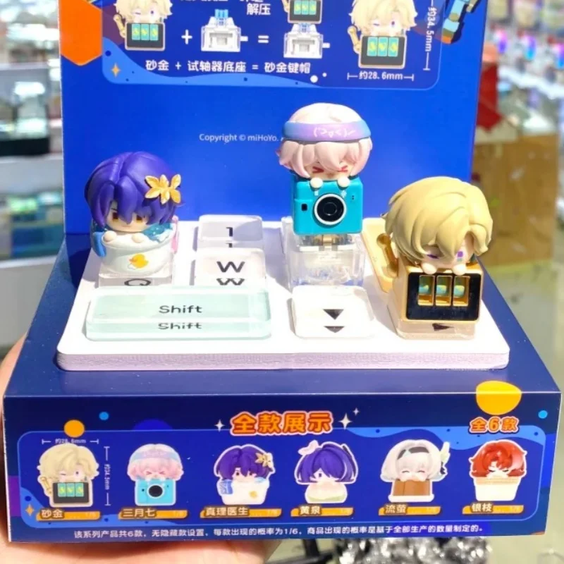 

Mihoyo Honkai Star Rail, колпачки для клавиш с кончиком пальца серии 2, слепая коробка, аниме-фигурка, механическая клавиатура, набор колпачков для игр, Wasd Esc, подарок