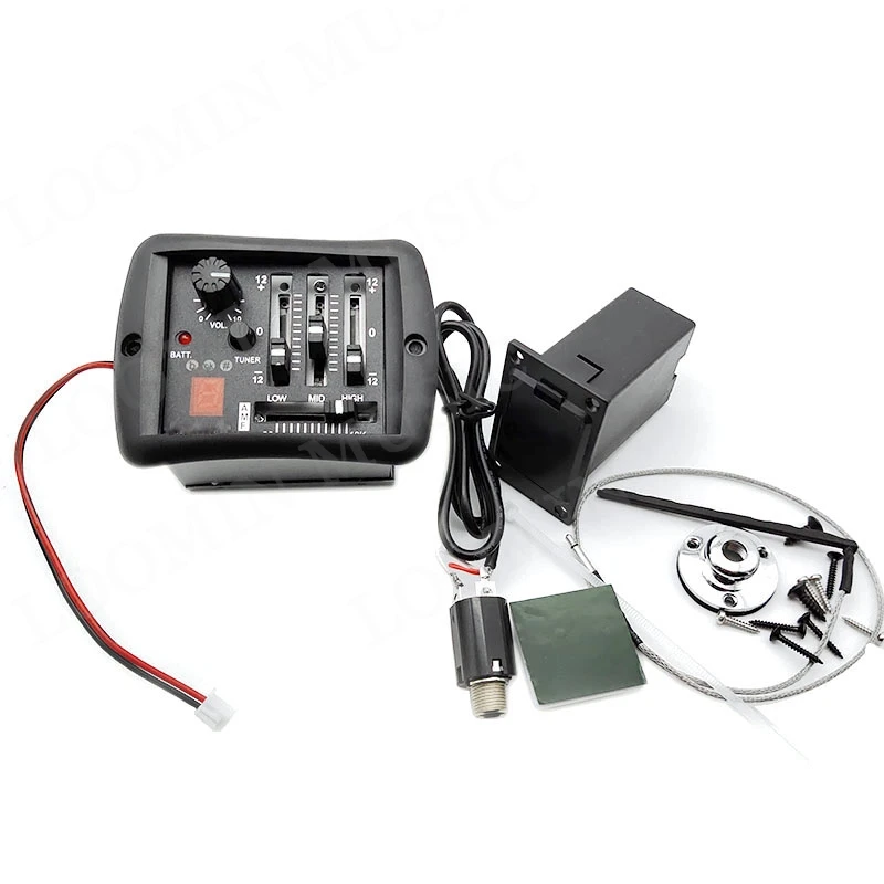 EQ التعادل الصوتية preamps الغيتار ، بيك آب بيزو مع نظام موالف ، النحاس جاك دبوس ، 4 العصابات