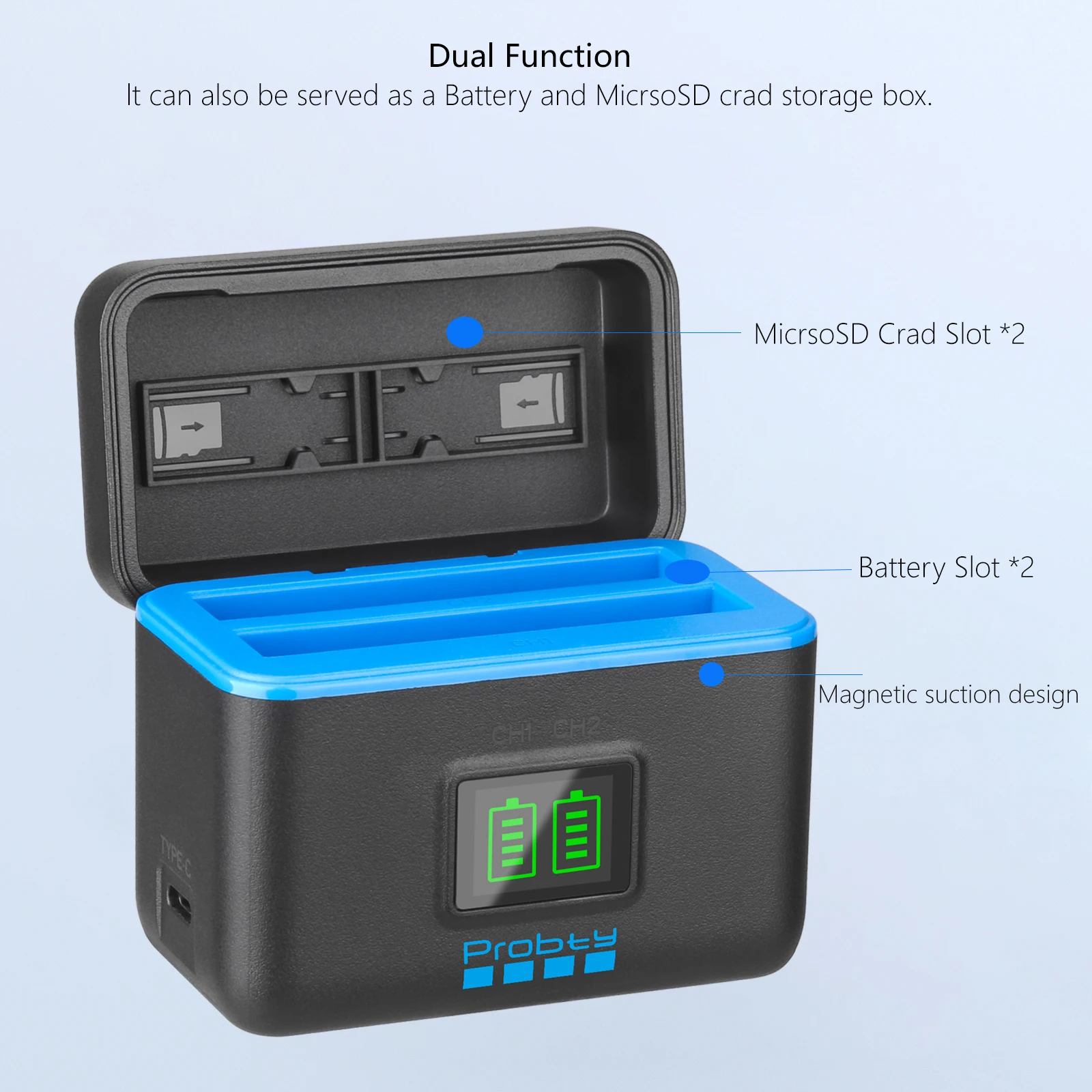 For Insta360 X5 Portable Battery Charger 2 Slot Fast Charging For Insta360 X5 Battery LED Storage Box Accessories