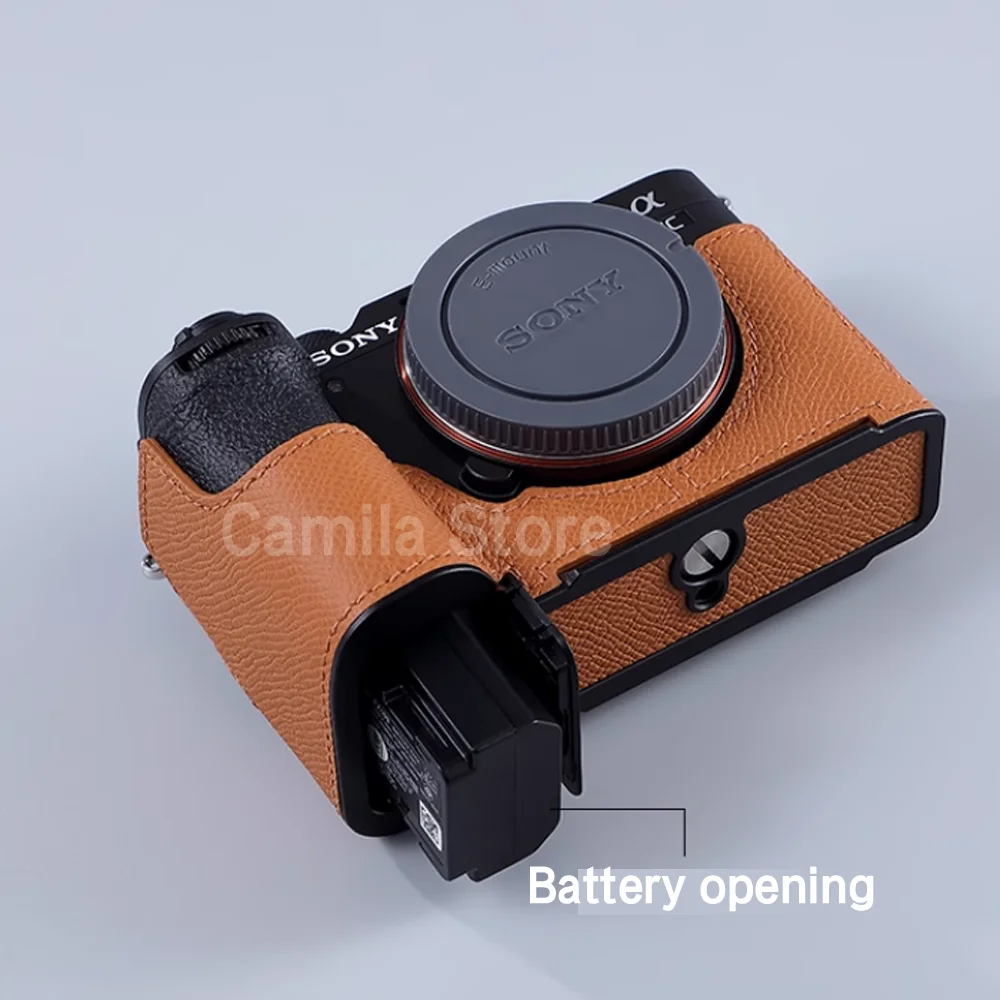 Photo Camera Genuine leather cowhide Bag Body BOX Case For SONY A7C2 A7CR A7CII hand grip Quick Release Plate Base Arca-Swiss