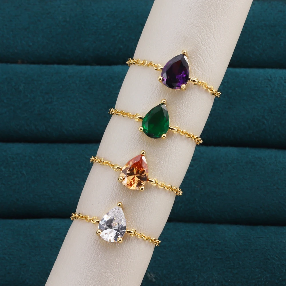 Bagues en Zircon colorées réglables pour femmes, bagues de fiançailles simples, de mariage, bijoux à la mode, accessoires, cadeau