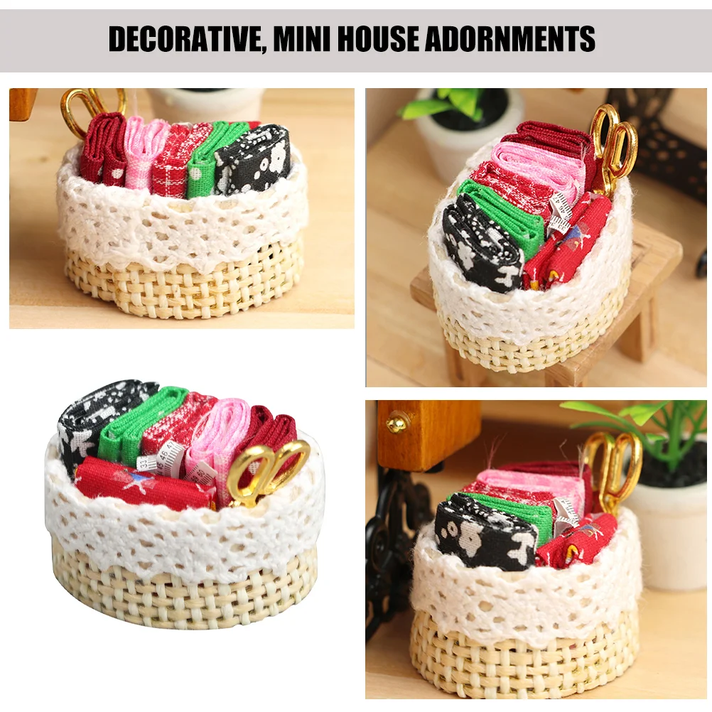 Dollhouse Sewing Basket Interesting Mini Decor Miniature Kit Accessories Children’s Toys Wear-resistant Model Landscaping Baby