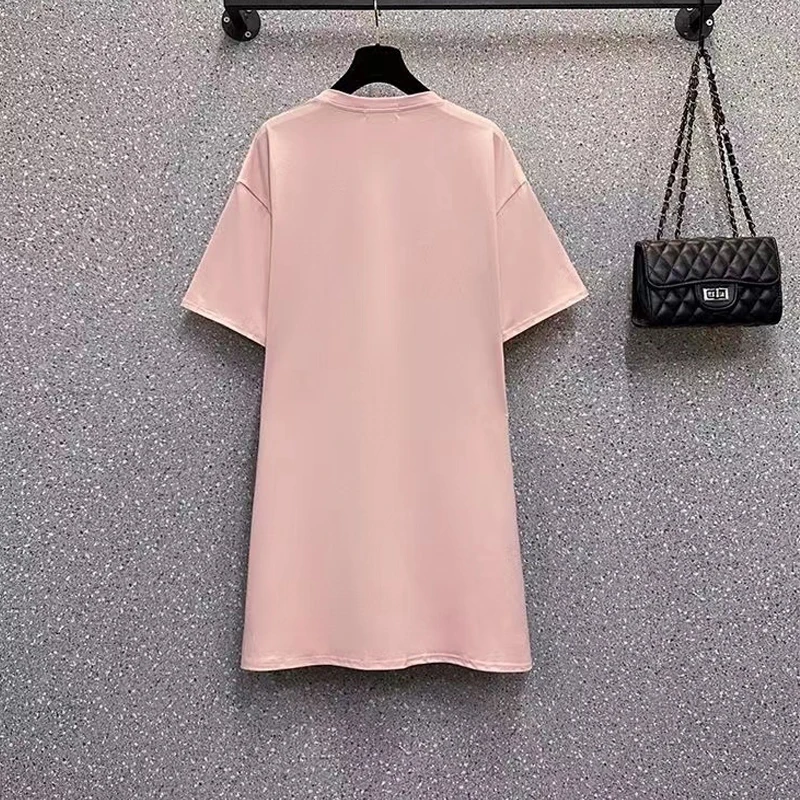 Summer 2022 New Fashion O-neck Solid Color Short Sleeve A-line Skirt Loose Waist Belt Casual Women\'s Clothing Popularity Dresses