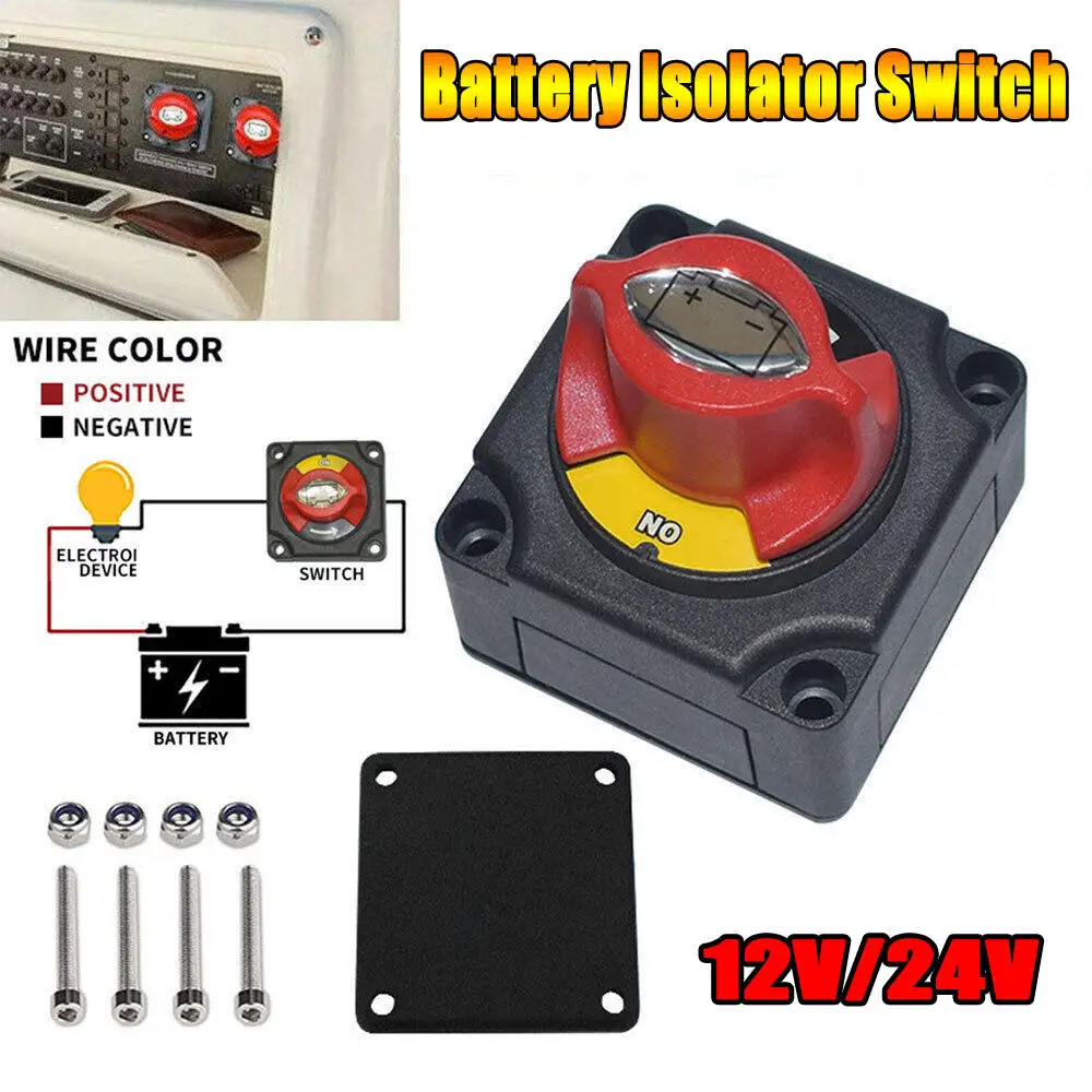 

12V/24V Battery Isolator Switch Disconnect Power Cut Off Kill Rotary Cut Battery Circuit Cutter for Car Marine Boat RV