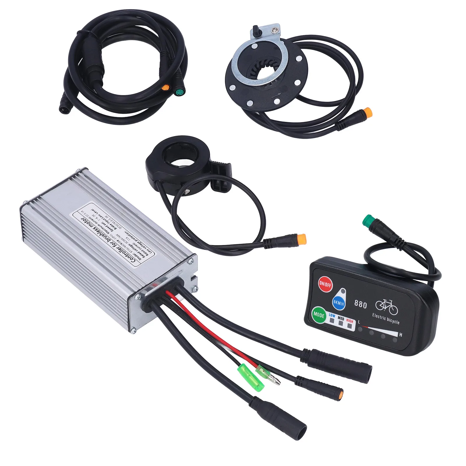 Electric Bike Conversion Kit 22A Controller LED 880 Display 1 to 2 Connecting Line Kit for 500W Motor