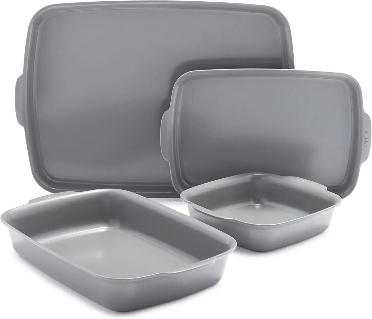 Ovenware Healthy Ceramic Nonstick 4-Piece Warp-Free Bakeware Set, Rectangular and Square Baking PanBroiler safe to 600F,