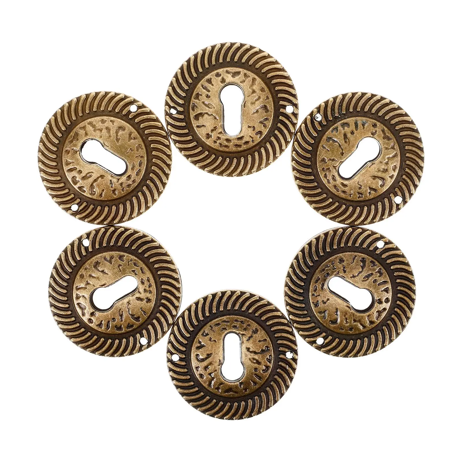 

6 Pcs Keyhole Cover Decorative Sheet Zinc Alloy Oval Plates Vintage Furniture Door Hole Escutcheons Drawer Supplies