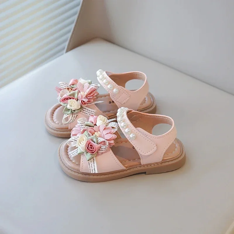 2025 tendência moda verão sandálias de princesa para meninas estilo coreano sandálias da menina flor sapatos de verão para meninas calçados de moda