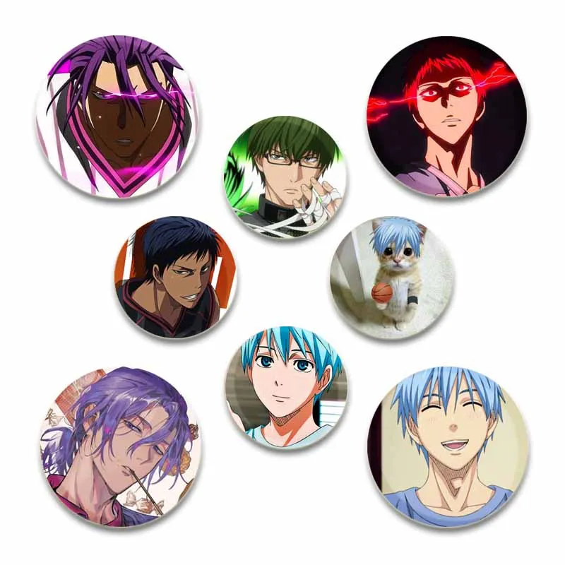 58/44/32mm Anime Kuroko's Basketball Creative DIY Badge Tinplate Plastic Pin Button Brooch for Backpack Accessories Jewelry Gift