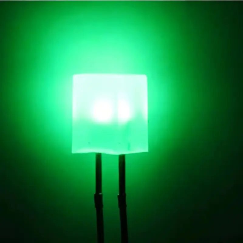 10PCS Green Diffused 5x5x7mm Square LED Diode, Long Pin DIP Through-Hole LED, Diffused Green Light Emitting Diode