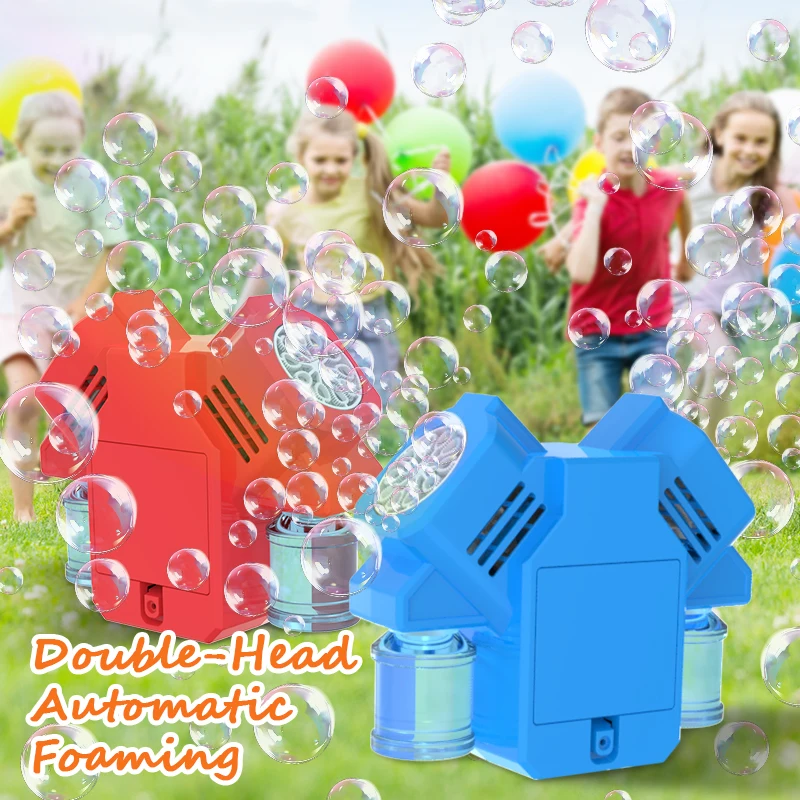 Com 100ml bolha de água cabeça dupla máquina bolha brinquedo ao ar livre interação pai filho jardim de infância brinquedo festival presente