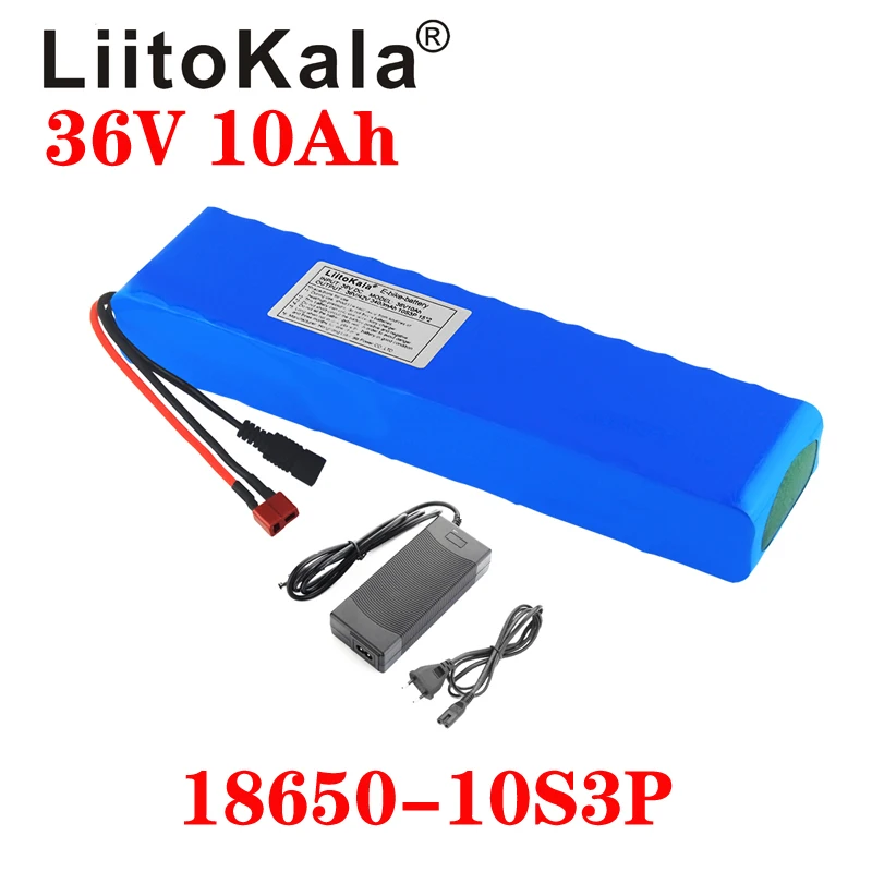 LiitoKala 36V battery 36V electric bike battery 42V 10AH 18650 battery for motorcycle Scooter with XT60 plug and 42V2A charger