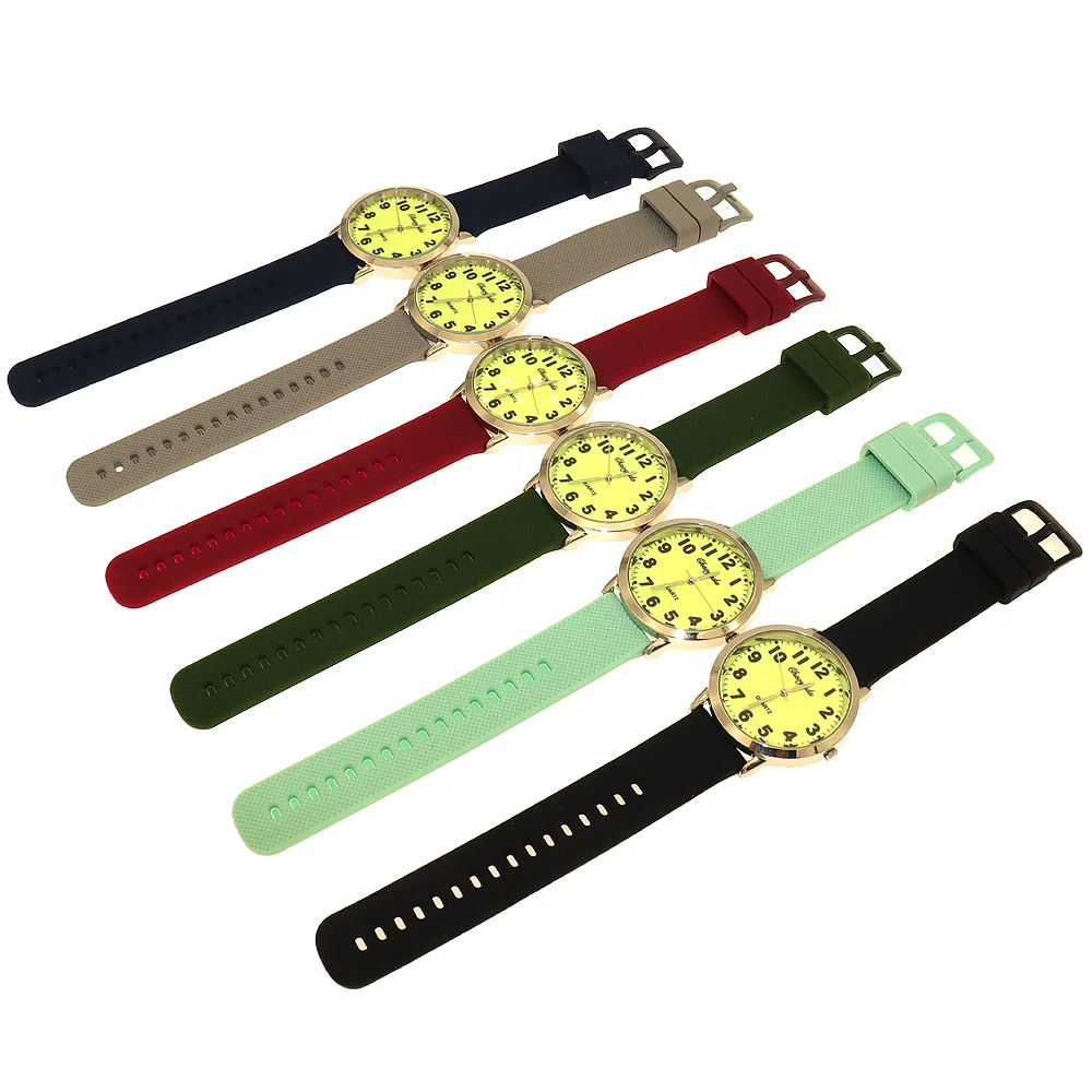 6Pcs Silicone Band Military Sports Date Quartz Luminous Watch Men Watches Boys Girls watches