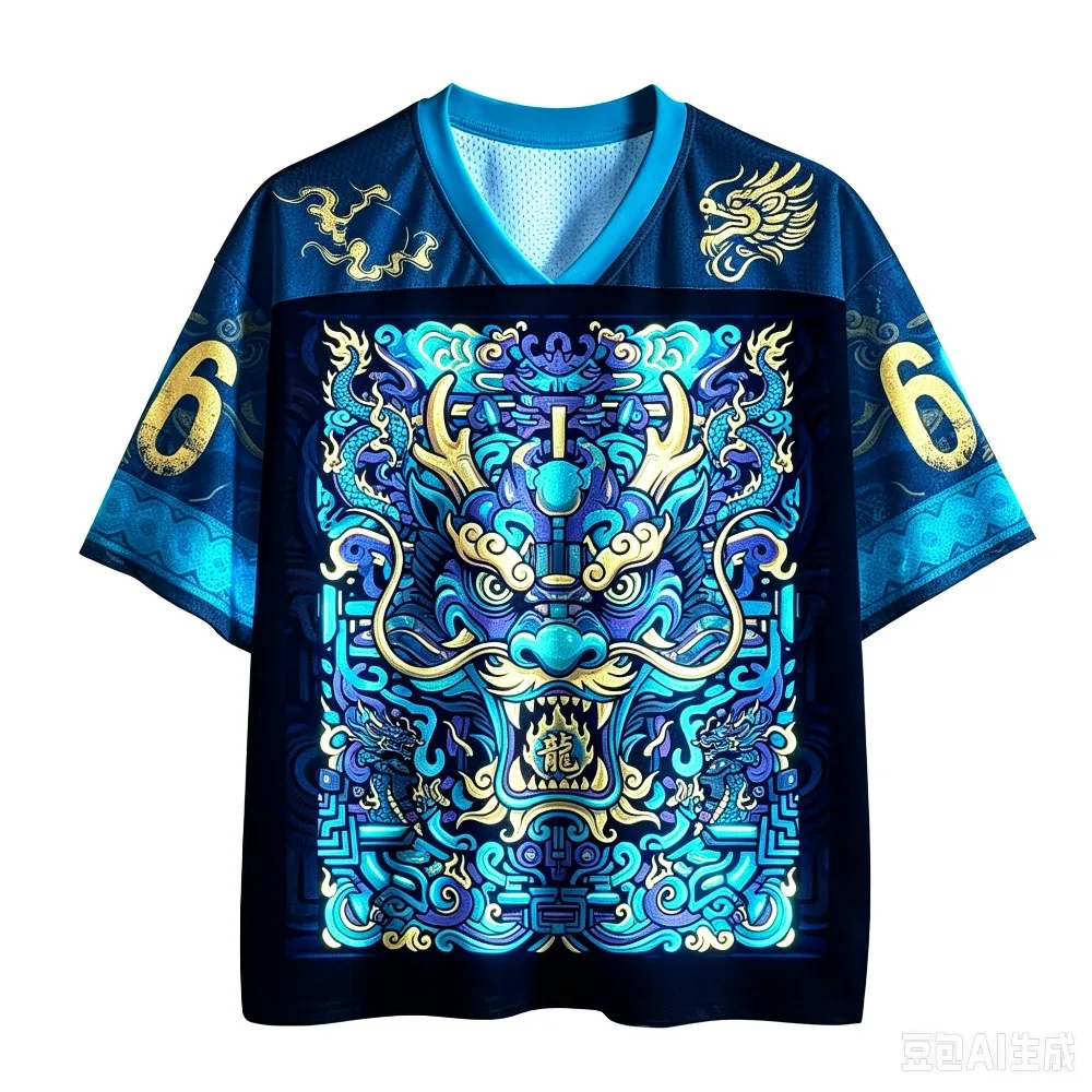 Oriental Myth Dragon Art  3D Print V-neck Breathable Exercise Tops Men Women Summer Casual Oversized Street Short Sleeve T-shirt