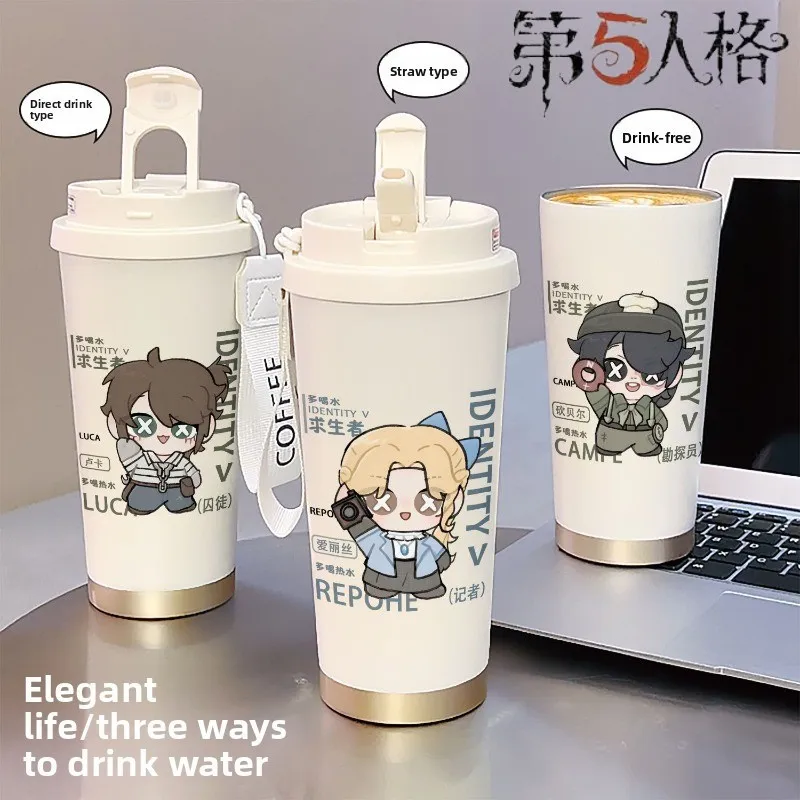 

Couple Office New Fashion Cartoon Anime Identity V Emma Woods Student Outdoor Sports Convenient Portable Straw Thermos Cup Gift