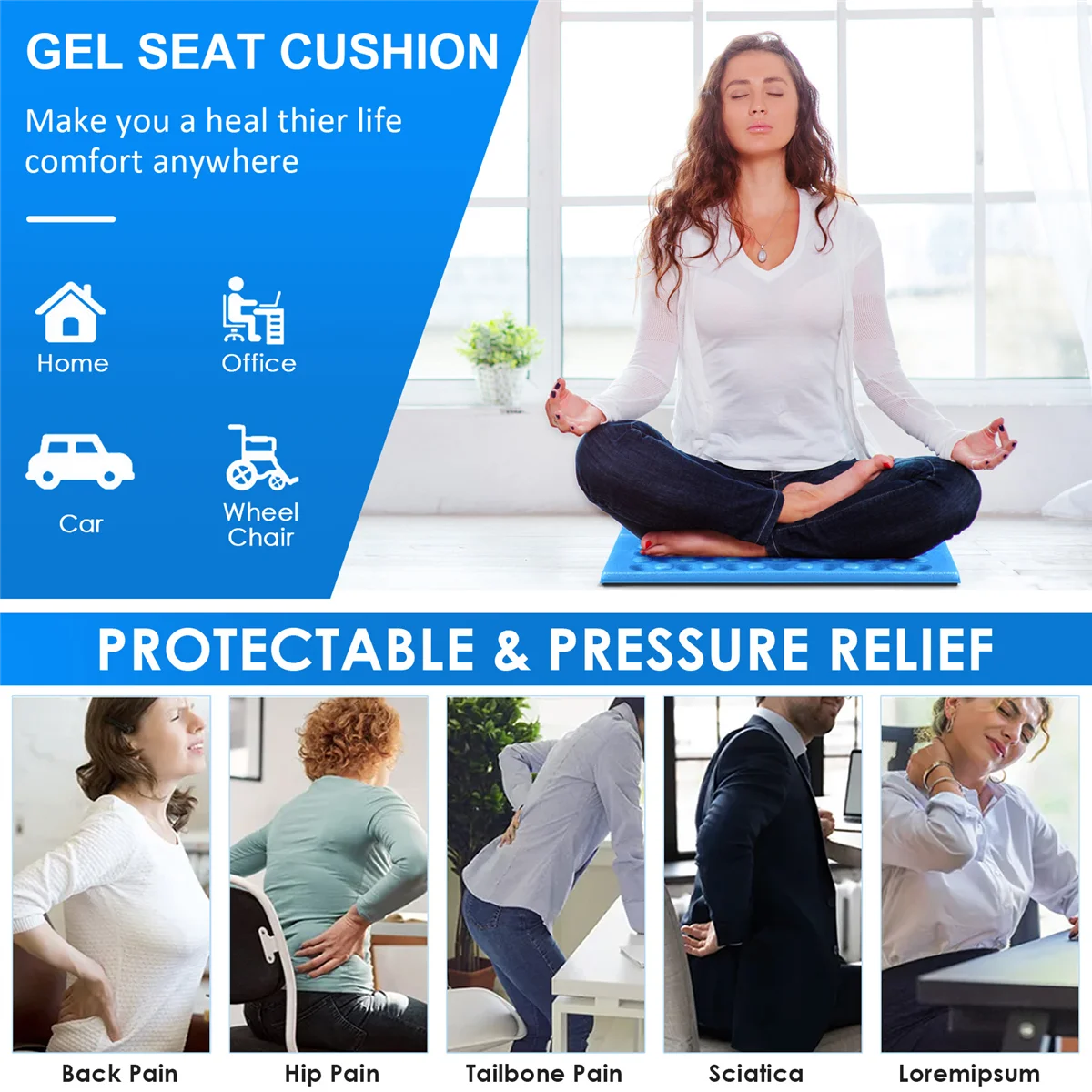 

【Домашние инструменты!】 Персонализированная складная пенопластовая водонепроницаемая подушка для сиденья, подушка для стула (синяя)
