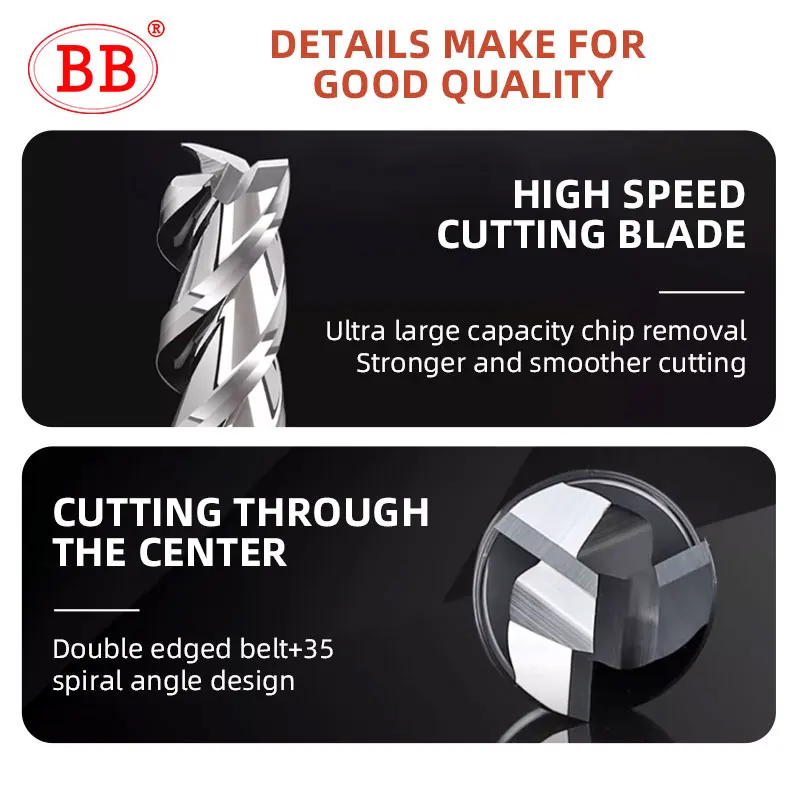 BB 3 Flutes Teeth 1.1mm~13.7mm Carbide End Mill CNC Cutter Decimal Point Diameter Aluminum Copper Mini Tool Wood Acrylic HRC55