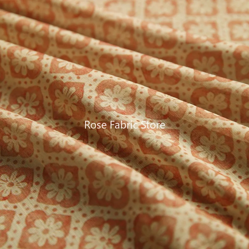 Tessuto di cotone broccato floreale con griglia da 1 metro, primavera estate, camicia, pantaloni, tessuto da cucito fai da te