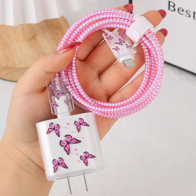 Cute Cartoon Charger Protector Cover for Apple Charger 18W 20W Silicone Case Cable Winder For iPhone 13 14 Power Adapter Sleeve