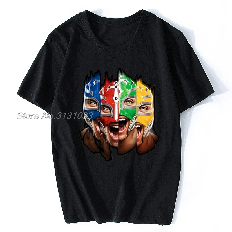 Men's Rey Mysterios Short Sleeve Sportser Summer Tshirt Black T-shirt Cotton Tees Harajuku Streetwear