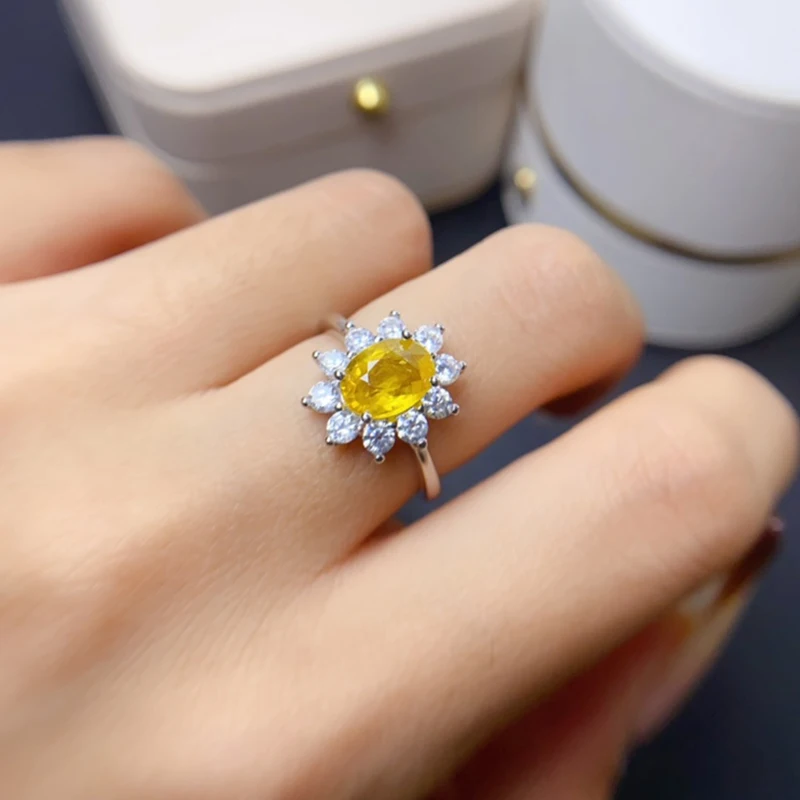 Natural Yellow Sapphire Rings for women silver 925 jewelry luxury gem stones 18k gold plated free shiping items