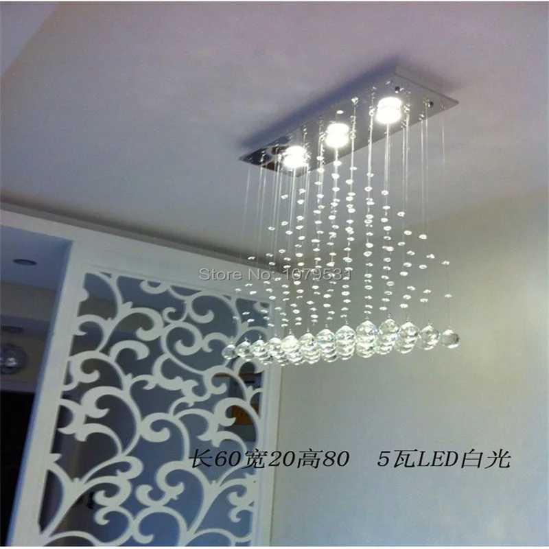 

Modern 3/5/6 Heads LED Crystal Hanging Square Ceiling Lights Fixture Rain Drop Curtain Chandelier Ceiling Lamp Lustres De Teto