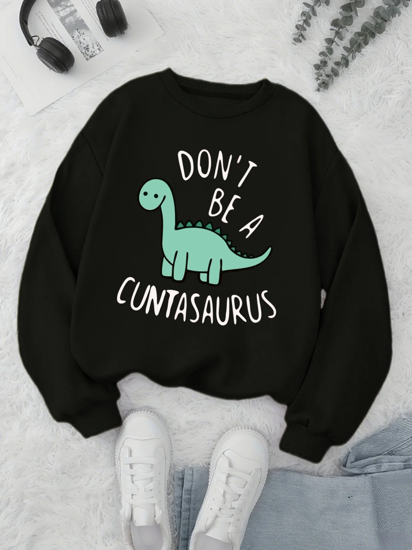 

Dinosaur Graphic Printing Autumn and Winter Pure Cotton Men's and Women's Sweatshirts Outdoor Sports Leisure Fashion Trend