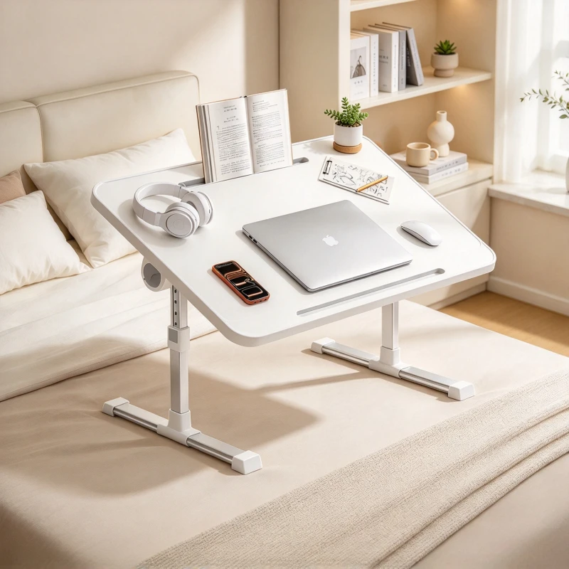 Height Adjustable Bed Laptop Desk with Quick Fold Legs No Assembly Required Portable Study Table for Reading and Writing